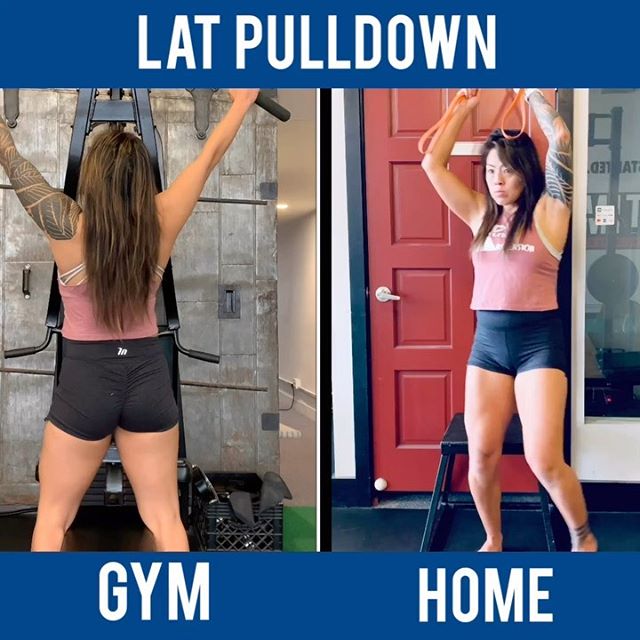 LAT PULL DOWN—(VOLUME UP ️) SAVE AND SHARE! .
.
The thing about home workouts in general is that its going to be severely limited by what you can do with your back.  You can do leg workouts all day... its practically limitless with leg exercises and ab work of course. For back work,  if you dont even have a pull up yet or even have a pull up bar....or your training it for the first time...it takes a long time to get a pull up if youre just starting. Even if you are actively working on it will still need to get reps in volume in to develop your back. A strong back is everything and even helps with posture. It can be even more challenging doing back work in the vertical plane. There is always A WAY though. It just takes some creativity. The best way to get back work in at home with minimal equipment? You guessed it! .
.
RESISTANCE BANDS!
.
. 
Im launching a FREE 30 Day COVID-19 Resistance Band Program on Monday, March 30th! Be sure to sign up using the link in my bio so you can get a copy! It explains how resistance bands work and how you can still stay strong and build/maintain your muscles while at home! .
.
#trainingtips.